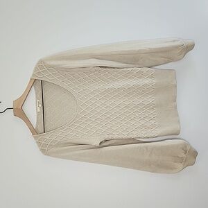 LAmade x REVOLVE | NWT Women's Cream Cable Knit Balloon Sleeve Sweater Size S